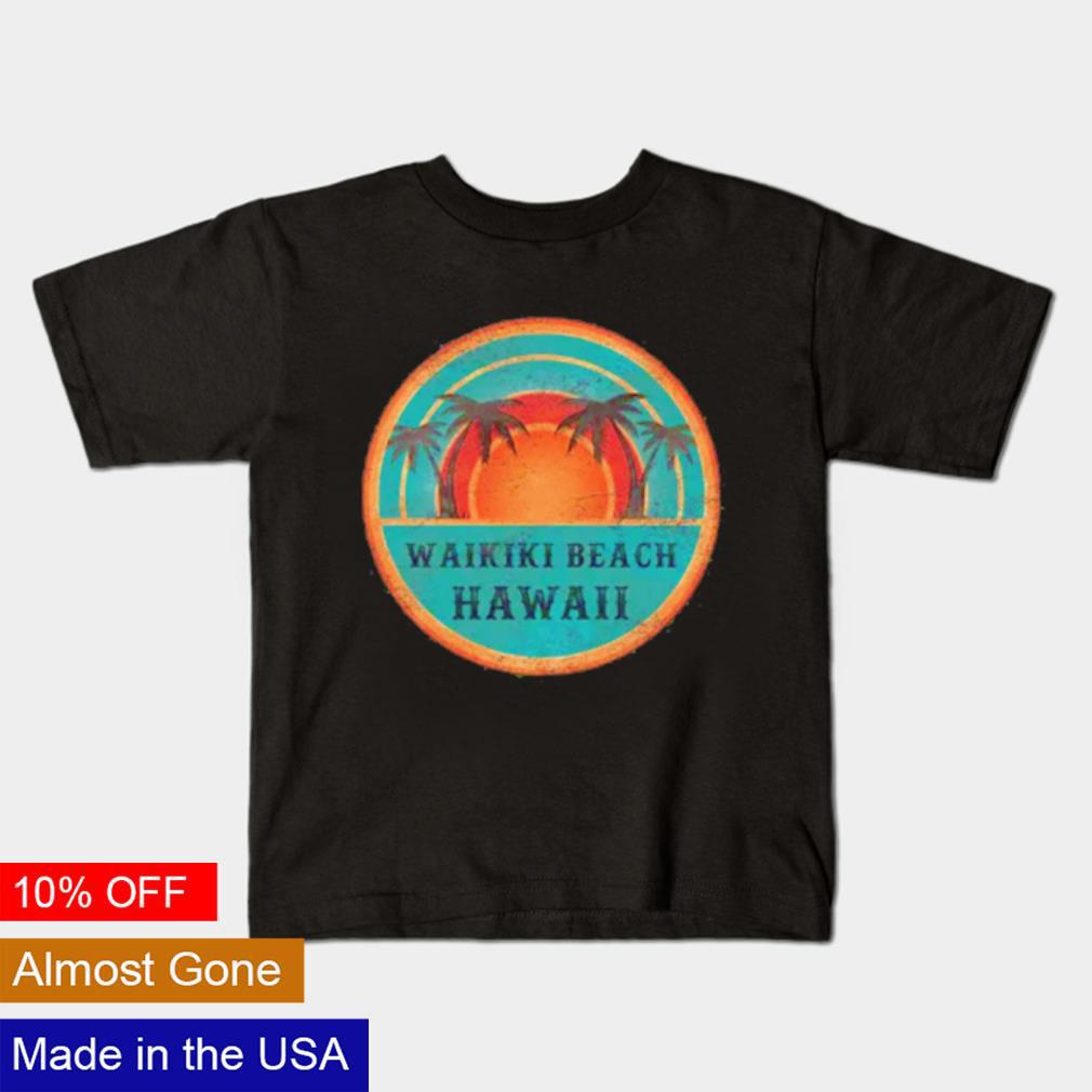Official Waikiki Beach Hawaii beach vintage retro sunset shirt
