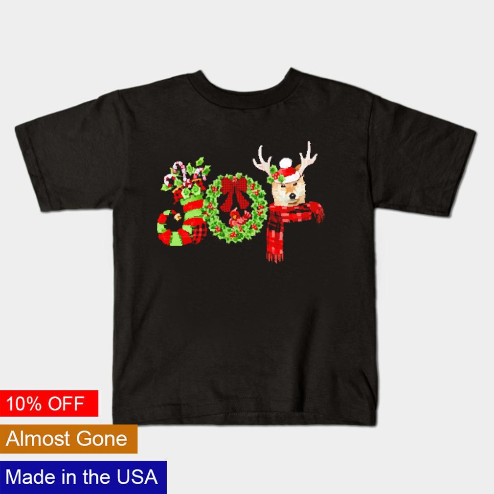 Original Christmas joy dwarf stocking reindeer shiba inu shirt