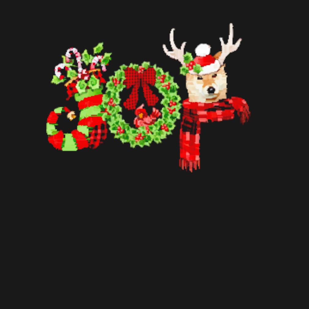 Original Christmas joy dwarf stocking reindeer shiba inu t-shirt